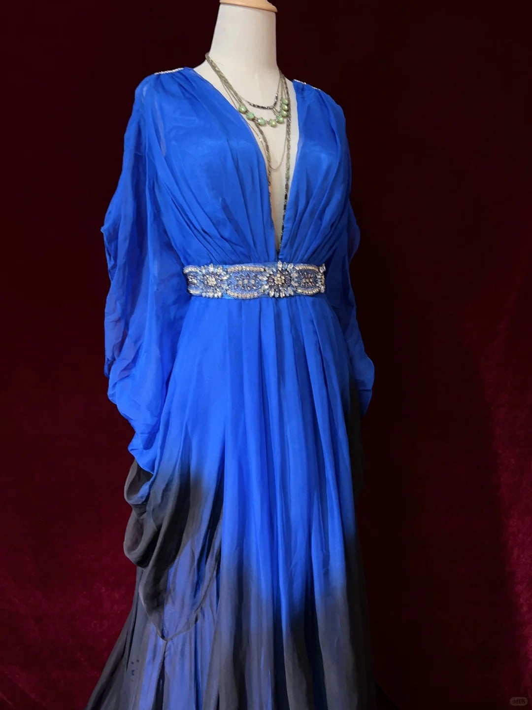 Elegant Prom Dress V-neck Pleated Evening Dress Gala Dress Business Dinner Dress  D2441