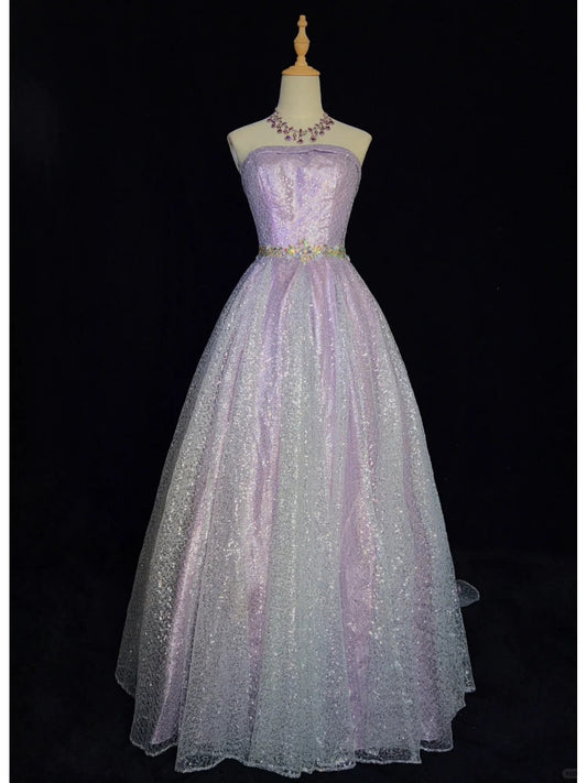 Shiny Prom Dress Strapless Prom Gown Evening Dress Gala Dress Business Dinner Dress Party Dress  D2448