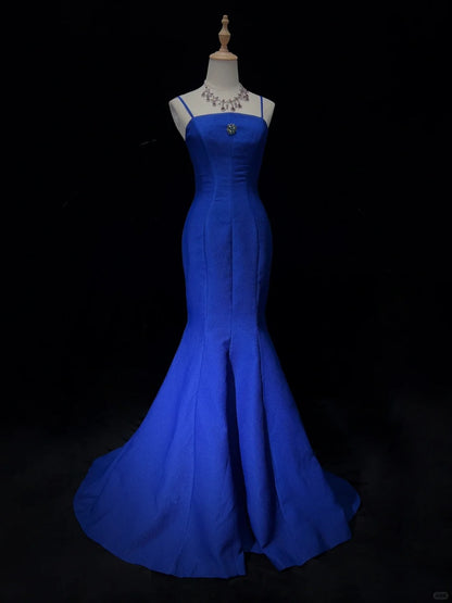 Robe de bal élégante à bretelles spaghetti, style sirène, robe de soirée, robe de gala, robe de dîner d'affaires, D2450