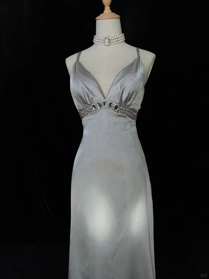 Robe de bal élégante à bretelles spaghetti, robe de bal, robe de gala, robe de soirée, robe de dîner d'affaires D2453