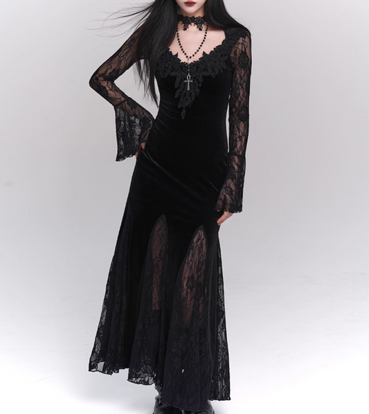 2025 Halloween Costume Women Teenage Girl Dress Long Sleeves Gothic Dress Party Dress    D2457