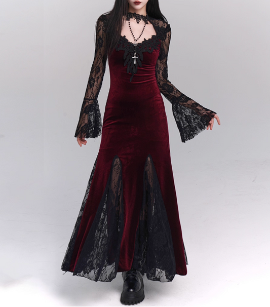 2025 Halloween Costume Women Teenage Girl Dress Long Sleeves Gothic Dress Party Dress    D2457