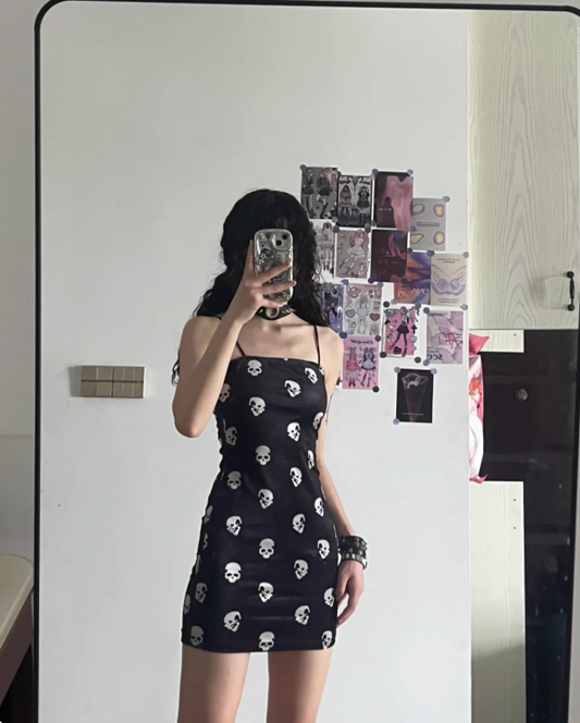 2025 Halloween Costume Black Spaghetti Straps Women Dress Gothic Dress Party Dress    D2461