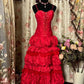 Pretty Prom Dress Spaghetti Strapless Pleated Tiered Prom Gown Evening Dress Dancing Dress Birthday Party Dress D2465