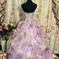 Sweet Prom Dress Sweetheart Pleated Print Ball Gown Evening Dress Masquerade Ball  D2468