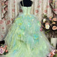 Sweet Prom Dress Spaghetti Straps Ruffle Pleated Ball Gown Evening Dress Masquerade Ball D2473