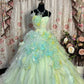 Sweet Prom Dress Spaghetti Straps Ruffle Pleated Ball Gown Evening Dress Masquerade Ball D2473