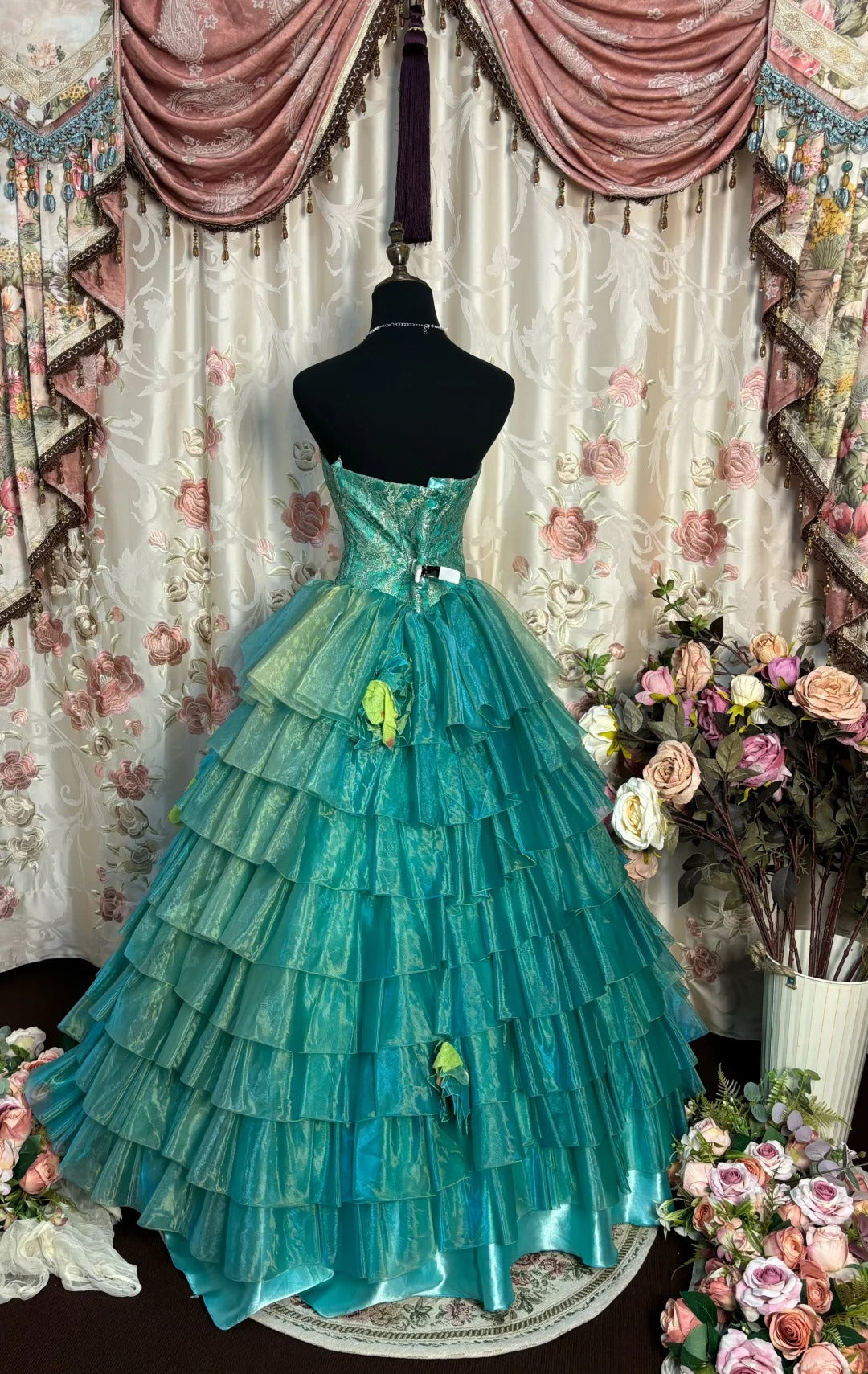 Charming Prom Dress Strapless Pleated Tiered Ball Gown Evening Dress Dancing Dress Masquerade Ball D2474
