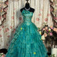 Charming Prom Dress Strapless Pleated Tiered Ball Gown Evening Dress Dancing Dress Masquerade Ball D2474