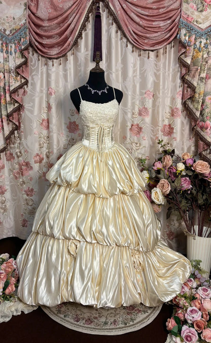 Elegant Prom Dress Spaghetti Straps Pleated Ball Gown Evening Dress Dancing Dress Masquerade Ball D2475