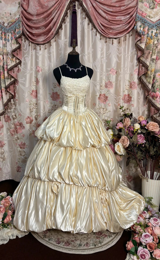 Elegant Prom Dress Spaghetti Straps Pleated Ball Gown Evening Dress Dancing Dress Masquerade Ball D2475