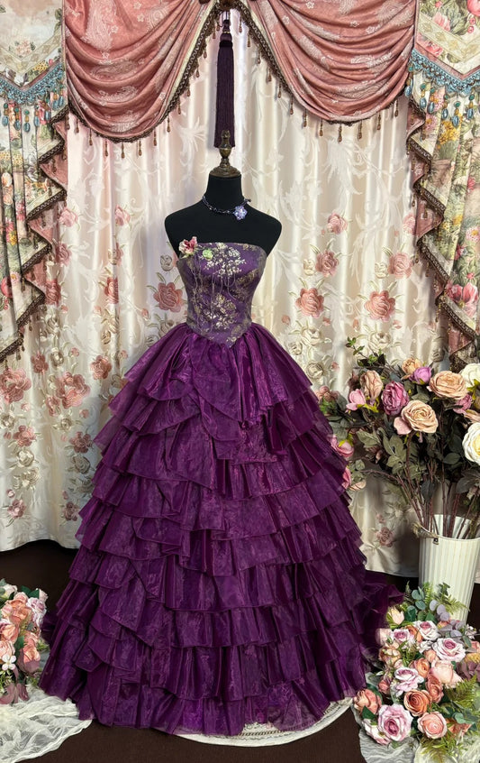 Charming Prom Dress Strapless Pleated Ball Gown Evening Dress Gala Dress Masquerade Ball D2482