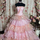 Cute Prom Dress Strapless Pleated Tiered Ball Gown Evening Dress Gala Dress Masquerade Ball  D2488