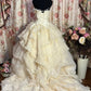 Elegant Prom Dress Strapless Pleated Ruffle Ball Gown Evening Dress Gala Dress Masquerade Ball  D2491