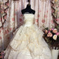 Elegant Prom Dress Strapless Pleated Ruffle Ball Gown Evening Dress Gala Dress Masquerade Ball  D2491