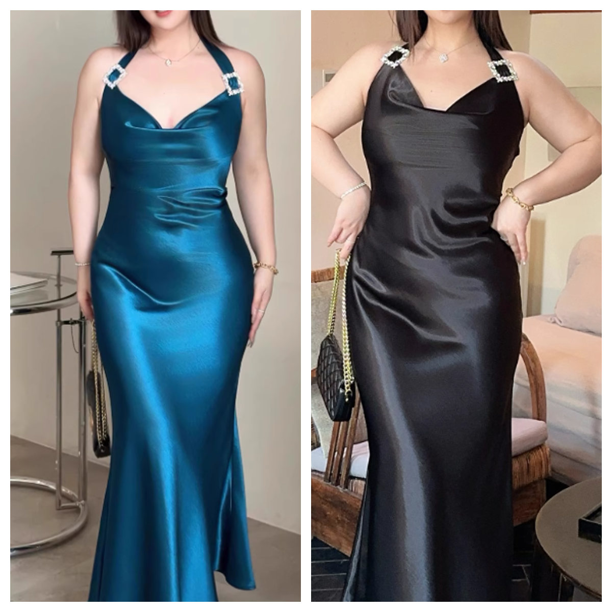 Elegantes Ballkleid Neckholder Ballkleid Abendkleid Partykleid Galakleid D2499