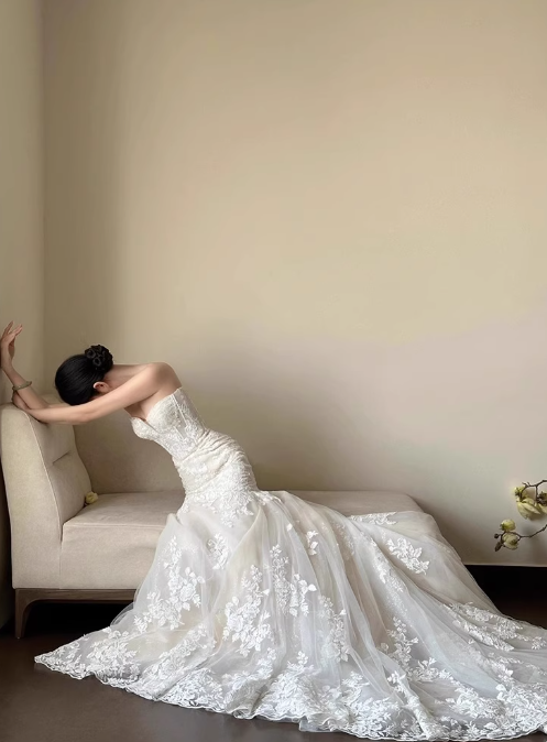 Beauty Brautkleid Sweetheart Spitze Meerjungfrau Ballkleid Abendkleid Galakleid D2502