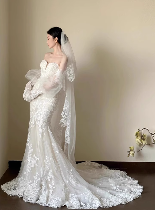 Beauty Brautkleid Sweetheart Spitze Meerjungfrau Ballkleid Abendkleid Galakleid D2502