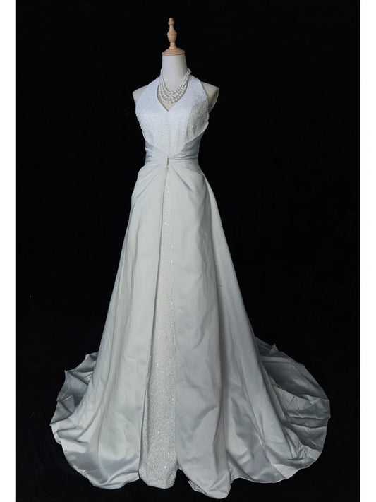 Superbe robe de mariée dos nu, robe de bal perlée, robe de soirée, robe de gala D2509