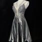 Shiny Homecoming Dress Spaghetti Straps Short Prom Gown Cocktail Dress Backe to School Outfits   D2513