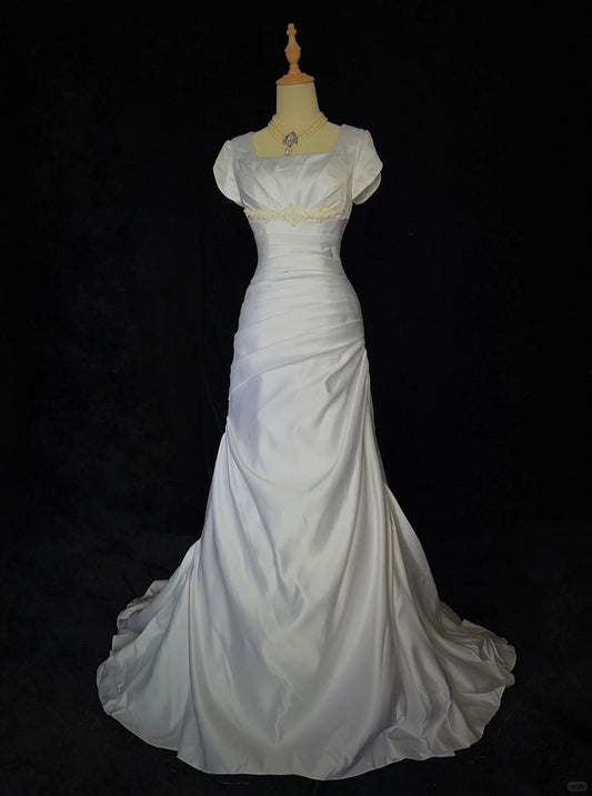 Elegant Prom Dress Square Neck Pleated Prom Gown Evening Dress Gala Dress Business Dinner Dress      D2514