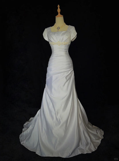 Robe de bal élégante, col carré, plissée, robe de soirée, robe de gala, robe de dîner d'affaires, D2514