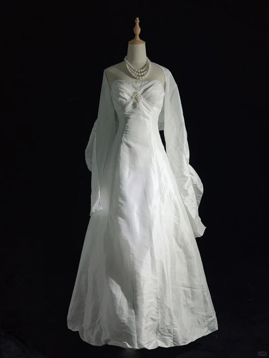 Charming Prom Dress A Line Strapless Pleated Wedding Dress Evening Dress Gala Dress Business Dinner Dress       D2515