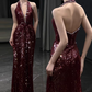 Robe de bal brillante à paillettes et dos nu, robe de soirée, robe de gala D2530