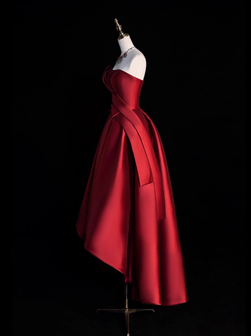 Elegantes Ballkleid Trägerlos Weinrot Ballkleid Galakleid Abendkleid D2538