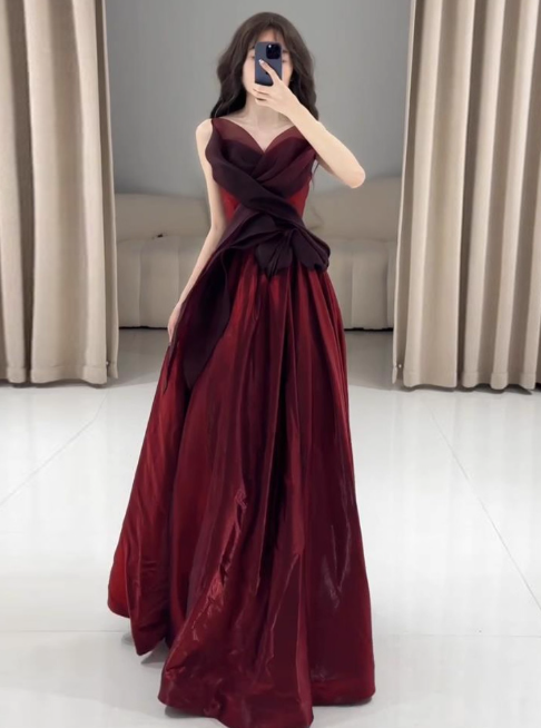 Charmante robe de bal trapèze plissée, robe de soirée, robe de gala, D2540