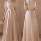 Minimalist A Line Square Neck Bridesmaid Dress D2543