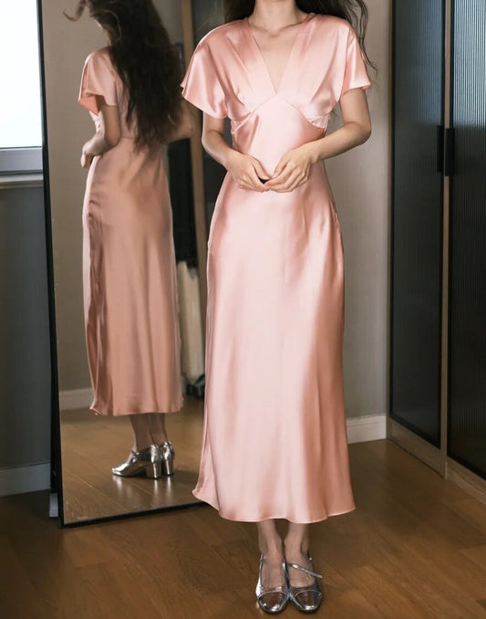 Robe de bal élégante, coupe trapèze, col en V, robe de soirée, robe de gala, D2559