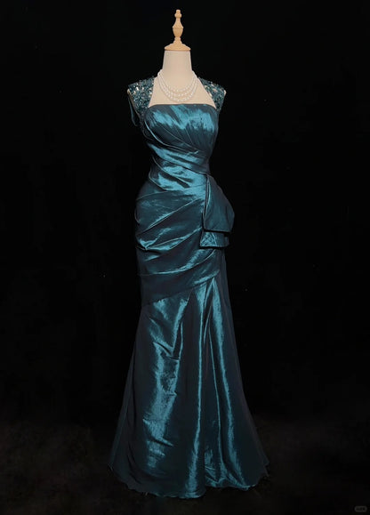 Robe de bal élégante dos nu plissée style sirène, robe de soirée, robe de gala D2561