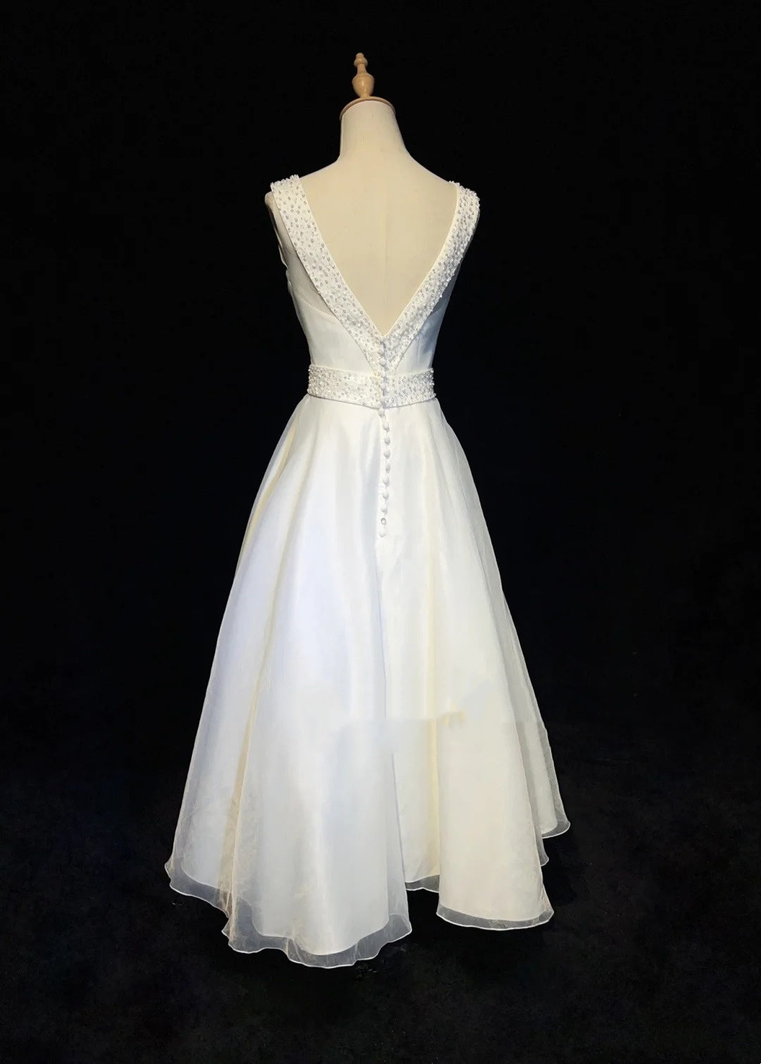 Charmante robe de bal trapèze à col ras du cou et perles, robe de soirée, robe de gala D2564