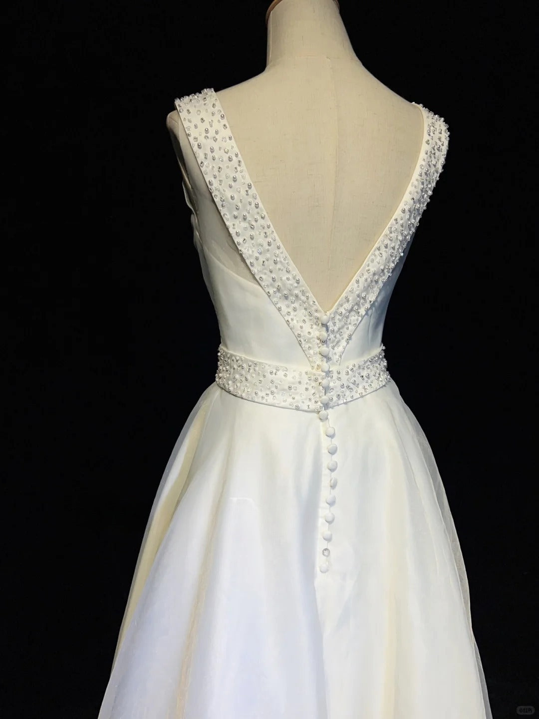 Charmante robe de bal trapèze à col ras du cou et perles, robe de soirée, robe de gala D2564