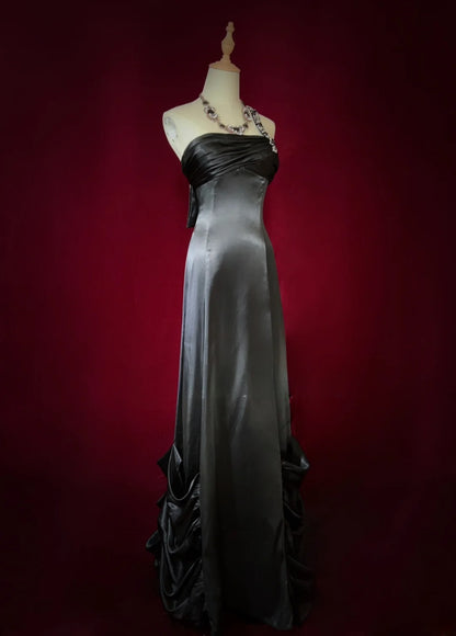 Gorgeous Prom Dress One Shoulder Black Pleated Prom Gown Evening Dress Gala Dress     D2565