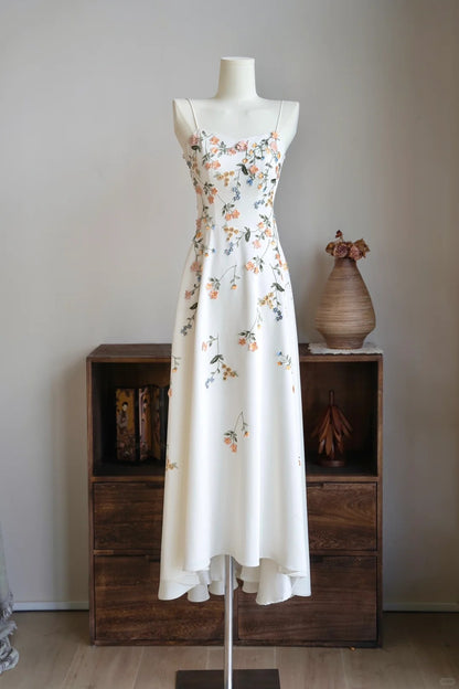 Sweet Prom Dress Spaghetti Straps Floral Prom Gown Evening Dresses Gala Dress Party Dress    D2570