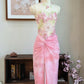 Sweet Prom Dress Flower Pleated Split Prom Gown Evening Dresses Gala Dress Party Dress    D2571