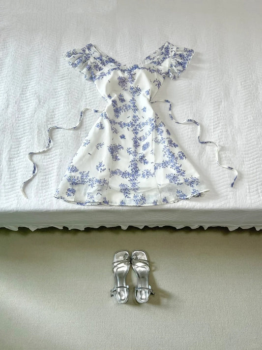 Elegant Prom Dress A Line Print Ruffle Prom Dresses Party Dress   D2574