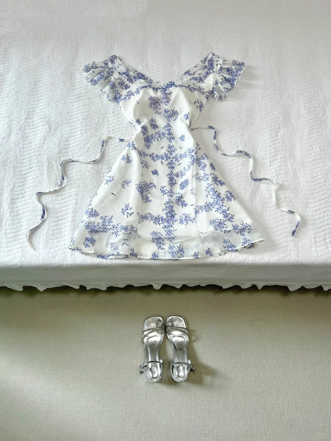 Elegant Prom Dress A Line Print Ruffle Prom Dresses Party Dress   D2574