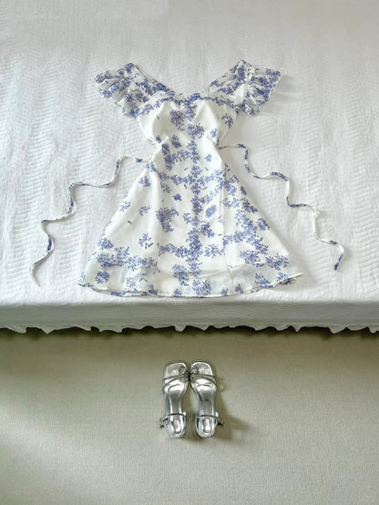 Elegant Prom Dress A Line Print Ruffle Prom Dresses Party Dress   D2574