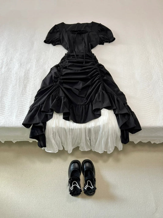 Beauty Prom Dress Square Neck Pleated Prom Dress Evening Dress Party Dress     D2590