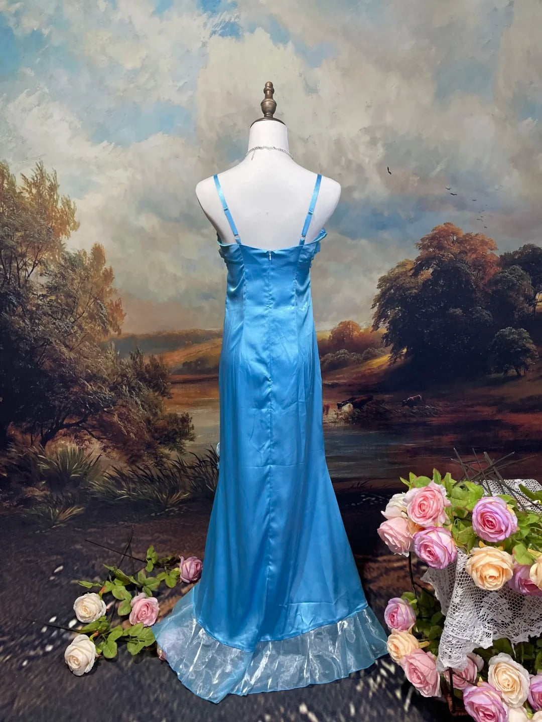 Sweet Prom Dress Spaghetti Straps Pleated Ruffle Evening Dresses Birthday Party Dress Prom Gown   D2619