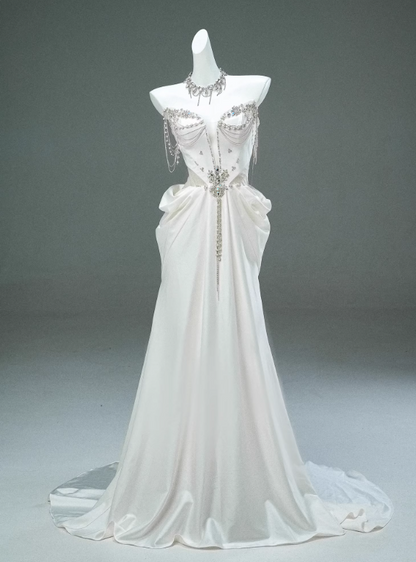 Stunning Prom Dress Strapless Crystal Prom Gown Evening Dress Gala Dress Party Dress   D2624