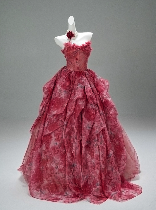Pretty Prom Dress Sweetheart Pleated Print Ball Gown Gala Dress Evening Dress    D2627