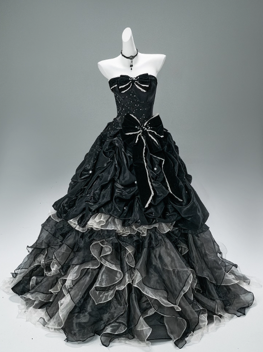 Gorgeous Prom Dress Strapless Pleated Tiered Ball Gown Gala Dress Evening Dress   D2630