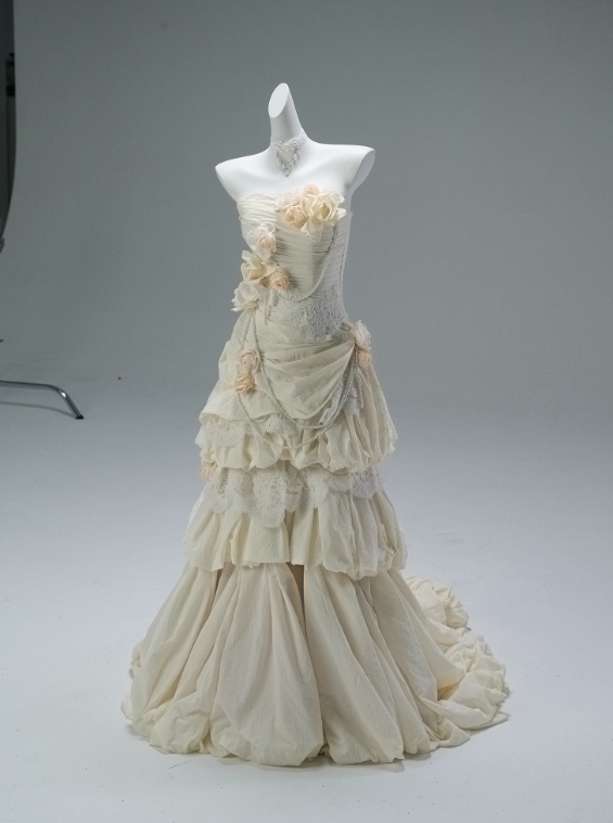Robe de bal élégante sans bretelles, plissée, à fleurs, robe de gala, robe de soirée D2631