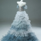 Shiny Prom Dress Strapless Tulle Prom Gown Gala Dress Evening Dress  D2634