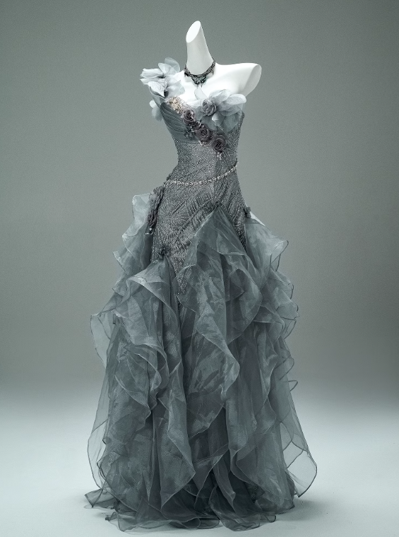 Superbe robe de bal asymétrique plissée, robe de gala, robe de soirée D2635