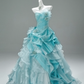 Sweet Prom Dress Strapless Ruffle Tiered Ball Gown Gala Dress Evening Dress Quinceanera Dresses  D2637